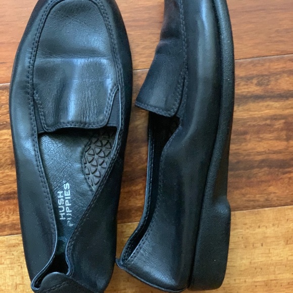Black hush puppies leather shoes - Picture 1 of 2